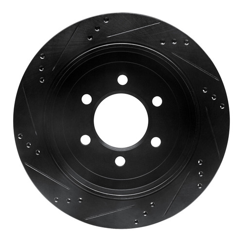 R1 02-06 Ford Expedition Rear Right Drilled & Slotted Black Brake Rotor
