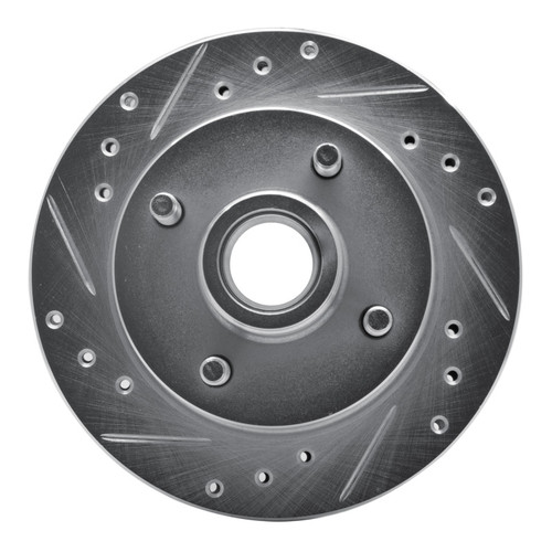 R1 79-81 Ford Mustang Front Left Drilled & Slotted Silver Brake Rotor