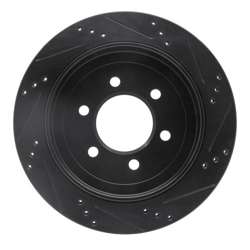 R1 02-06 Ford Expedition Rear Left Drilled & Slotted Black Brake Rotor
