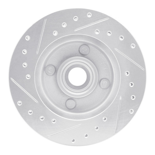 R1 78-93 Ford Granada Front Right Drilled & Slotted Silver Brake Rotor