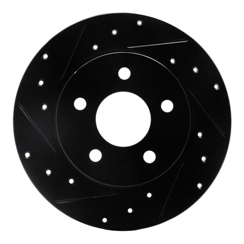 R1 04-12 Chevrolet Malibu Rear Left Drilled & Slotted Black Brake Rotor