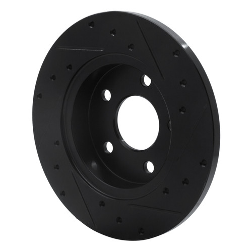 R1 04-12 Chevrolet Malibu Rear Left Drilled & Slotted Black Brake Rotor