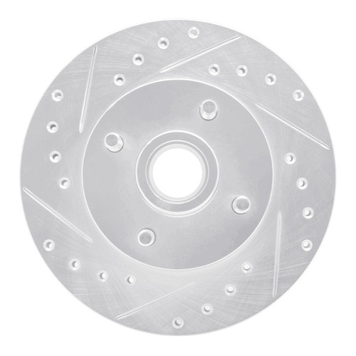 R1 78-93 Ford Thunderbird Front Left Drilled & Slotted Silver Brake Rotor