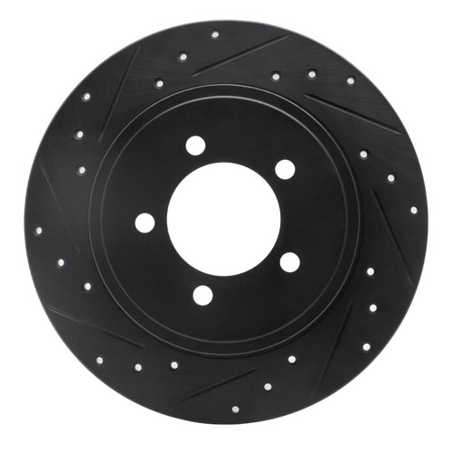 R1 02-10 Ford Explorer Rear Left Drilled & Slotted Black Brake Rotor