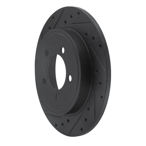 R1 02-10 Ford Explorer Rear Left Drilled & Slotted Black Brake Rotor