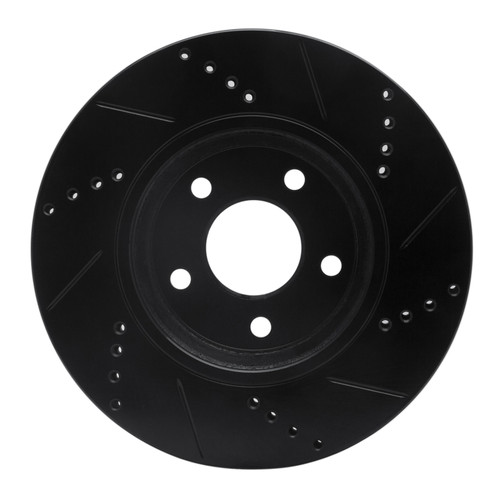 R1 04-12 Chevrolet Malibu Front Left Drilled & Slotted Black Brake Rotor