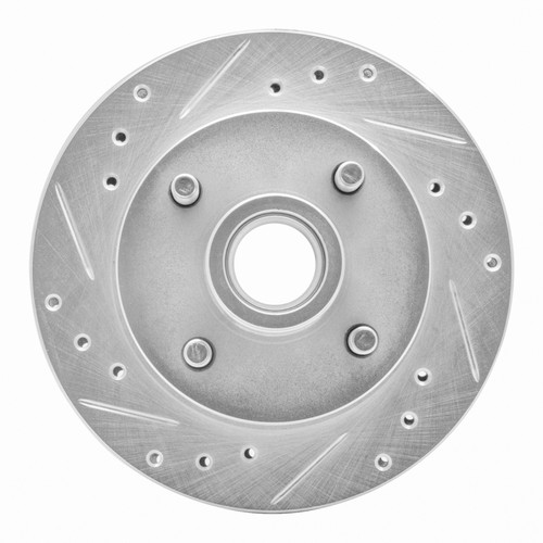 R1 74-80 Ford Mustang II Front Left Drilled & Slotted Silver Brake Rotor