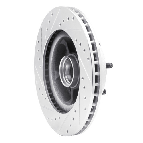 R1 68-70 Ford Mustang Front Right Drilled & Slotted Silver Brake Rotor