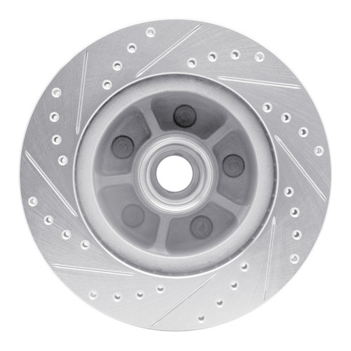 R1 68-70 Ford Mustang Front Right Drilled & Slotted Silver Brake Rotor