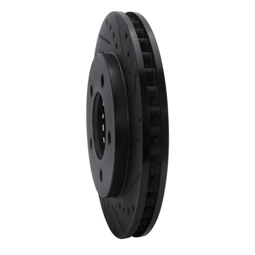 R1 97-02 Ford Expedition Front Right Drilled & Slotted Black Brake Rotor