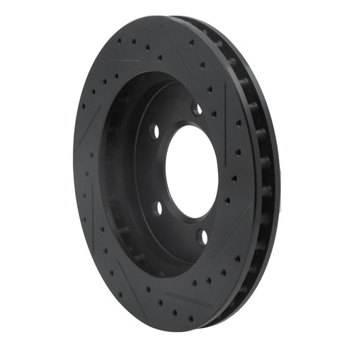 R1 97-02 Ford Expedition Front Left Drilled & Slotted Black Brake Rotor