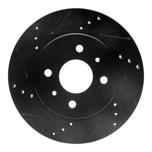 R1 91-02 Saturn SL1 Front Left Drilled & Slotted Black Brake Rotor