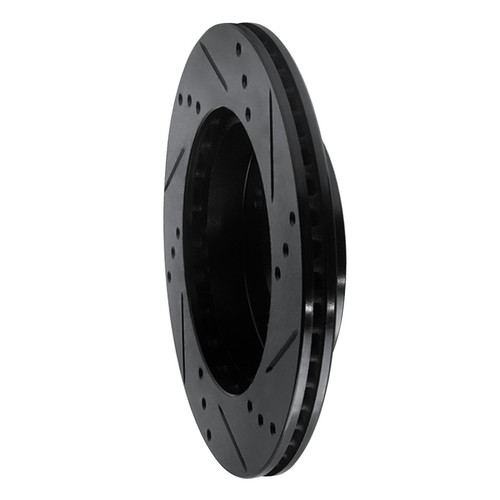 R1 91-02 Saturn SL1 Front Left Drilled & Slotted Black Brake Rotor