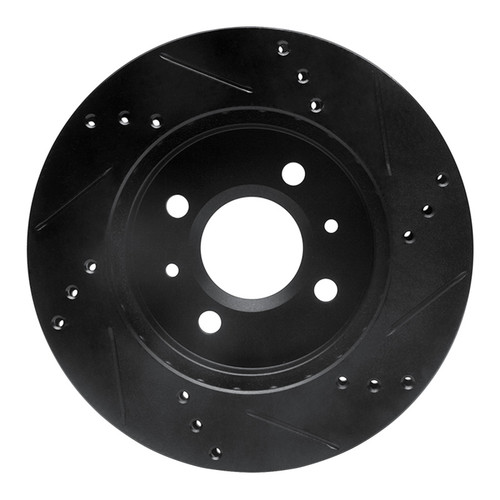 R1 91-02 Saturn SL1 Front Left Drilled & Slotted Black Brake Rotor