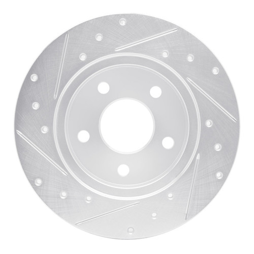 R1 04-12 Chevrolet Malibu Rear Right Drilled & Slotted Silver Brake Rotor