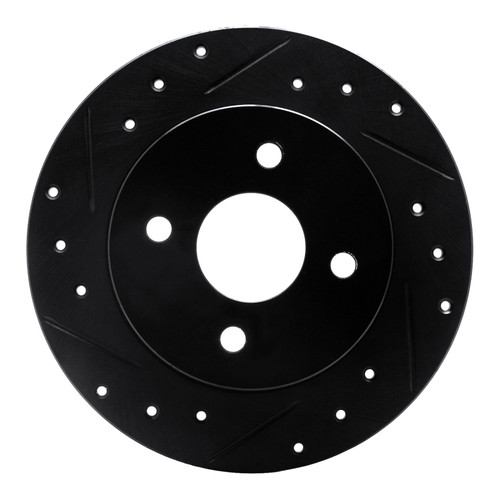 R1 91-98 Saturn SC2 Rear Left Drilled & Slotted Black Brake Rotor