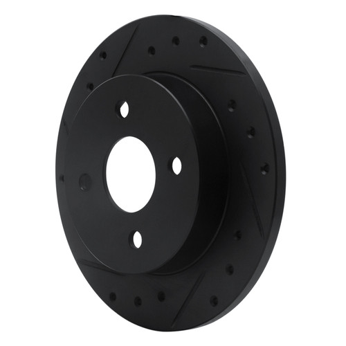 R1 91-98 Saturn SC2 Rear Left Drilled & Slotted Black Brake Rotor