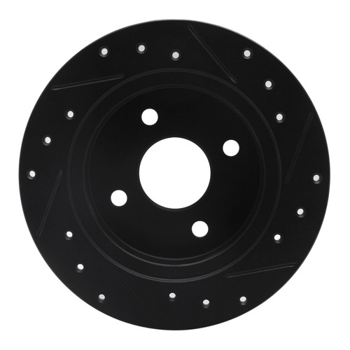 R1 91-98 Saturn SC2 Rear Left Drilled & Slotted Black Brake Rotor