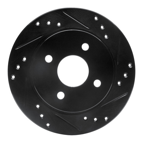 R1 91-98 Saturn SL Rear Right Drilled & Slotted Black Brake Rotor