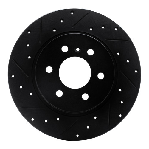 R1 06-09 Buick Terraza Rear Left Drilled & Slotted Black Brake Rotor
