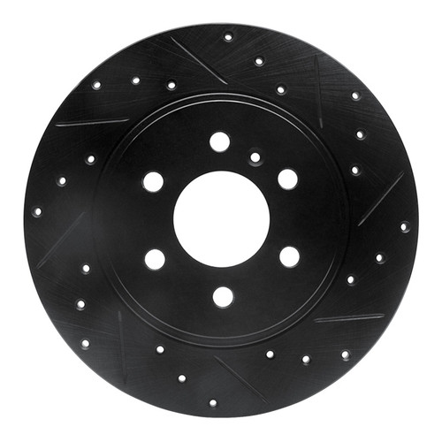 R1 06-09 Buick Terraza Rear Right Drilled & Slotted Black Brake Rotor