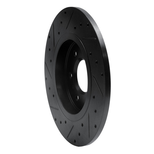 R1 06-09 Buick Terraza Rear Right Drilled & Slotted Black Brake Rotor