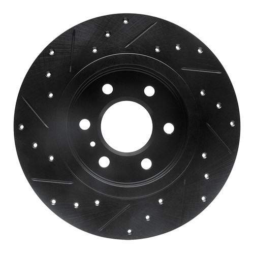 R1 06-09 Buick Terraza Rear Right Drilled & Slotted Black Brake Rotor