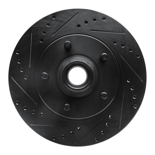 R1 00-04 Ford F-150 RWD Front Left Drilled & Slotted Black Brake Rotor