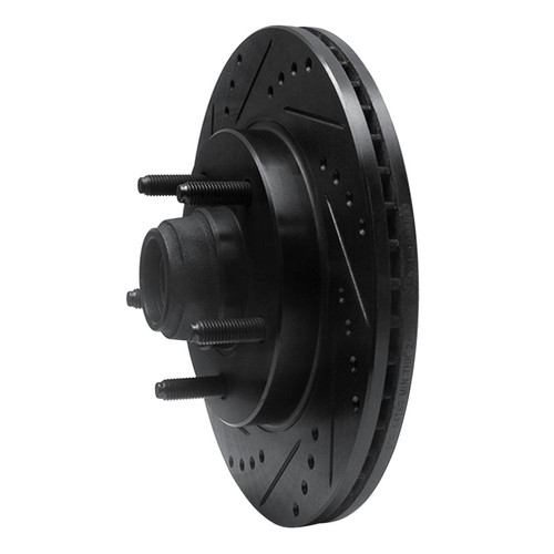 R1 00-04 Ford F-150 RWD Front Left Drilled & Slotted Black Brake Rotor