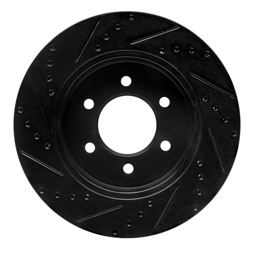 R1 99-07 Ford E-350 Econoline Club Wagon Rear Right Drilled & Slotted Black Brake Rotor