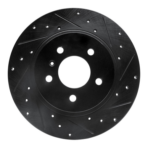 R1 05-05 Buick Terraza Rear Right Drilled & Slotted Black Brake Rotor