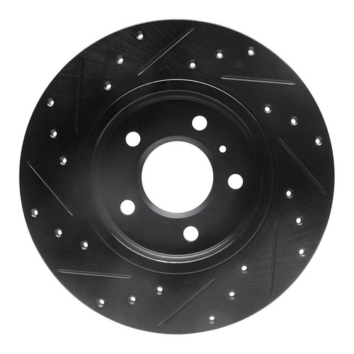 R1 05-05 Buick Terraza Rear Right Drilled & Slotted Black Brake Rotor