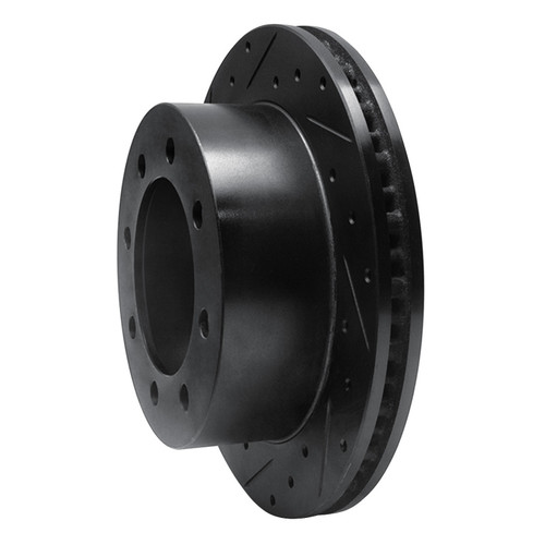 R1 99-07 Ford E-250 Econoline Rear Left Drilled & Slotted Black Brake Rotor