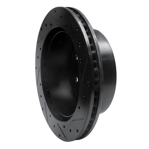 R1 99-07 Ford E-250 Econoline Rear Left Drilled & Slotted Black Brake Rotor