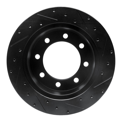 R1 99-07 Ford E-250 Econoline Rear Left Drilled & Slotted Black Brake Rotor