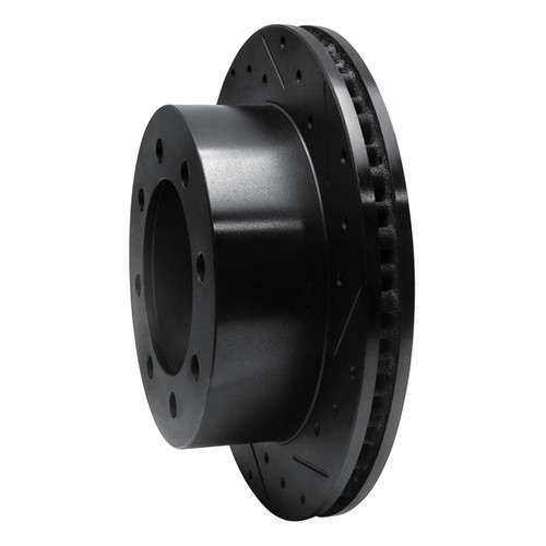 R1 99-07 Ford E-150 Econoline Rear Right Drilled & Slotted Black Brake Rotor