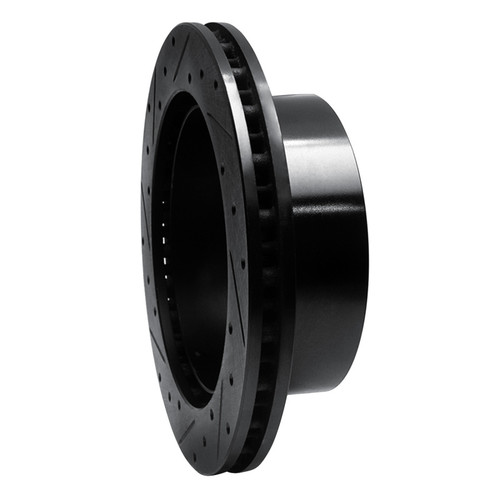 R1 99-07 Ford E-150 Econoline Rear Right Drilled & Slotted Black Brake Rotor