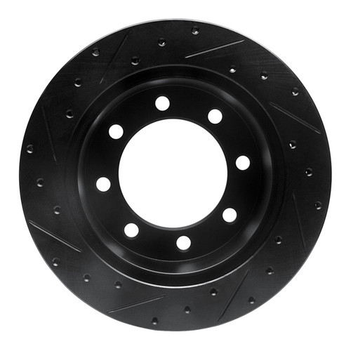 R1 99-07 Ford E-150 Econoline Rear Right Drilled & Slotted Black Brake Rotor