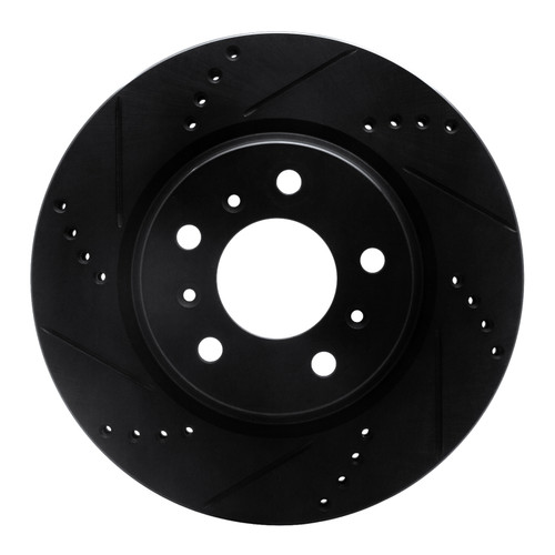 R1 04-09 Buick Allure Front Left Drilled & Slotted Black Brake Rotor