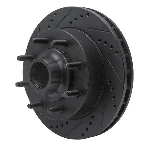 R1 99-02 Ford F-250 2WD (Super Duty) Front Left Drilled & Slotted Black Brake Rotor