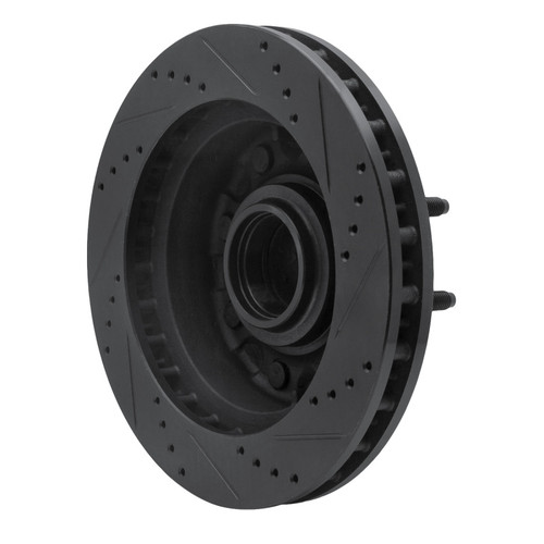 R1 99-02 Ford F-250 2WD (Super Duty) Front Left Drilled & Slotted Black Brake Rotor