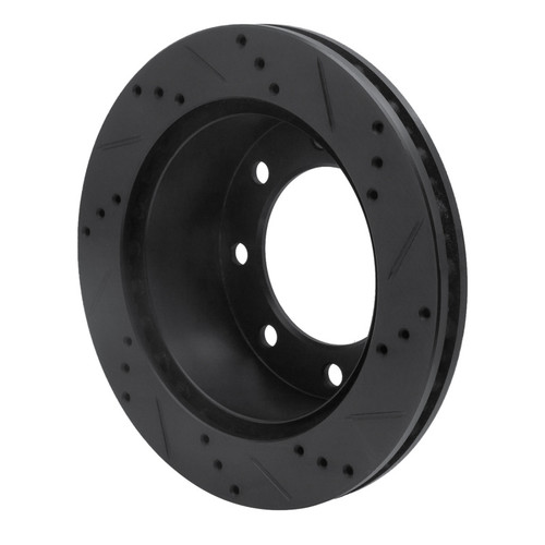 R1 99-05 Ford F-250 2WD (Super Duty) Rear Left Drilled & Slotted Black Brake Rotor