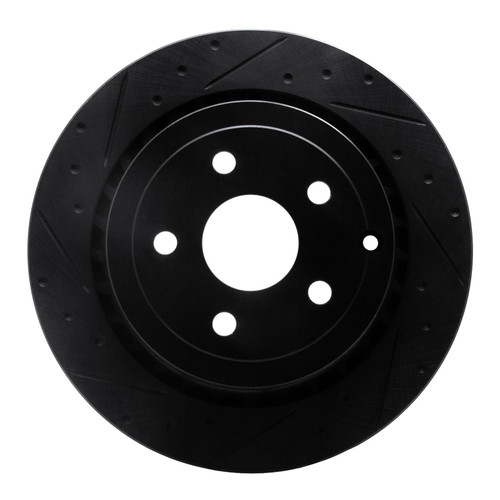 R1 08-17 Chevrolet SS Rear Left Drilled & Slotted Black Brake Rotor