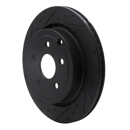 R1 08-17 Chevrolet SS Rear Left Drilled & Slotted Black Brake Rotor