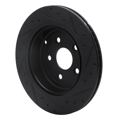 R1 08-17 Chevrolet SS Rear Left Drilled & Slotted Black Brake Rotor