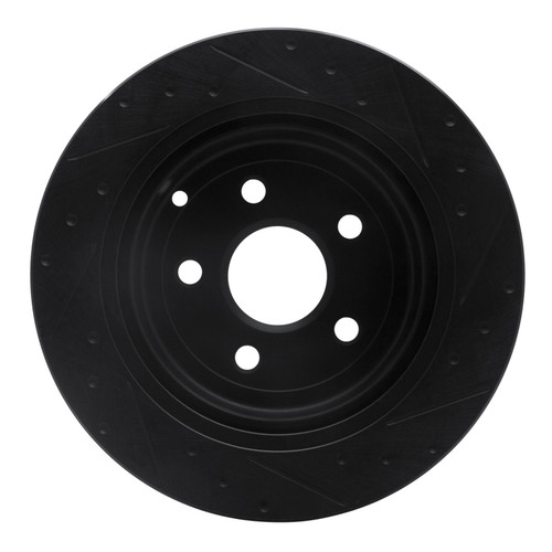 R1 08-17 Chevrolet SS Rear Left Drilled & Slotted Black Brake Rotor