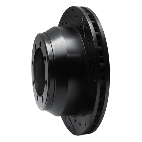 R1 99-04 Ford F-350 Super Duty 4WD Rear Right Drilled & Slotted Black Brake Rotor