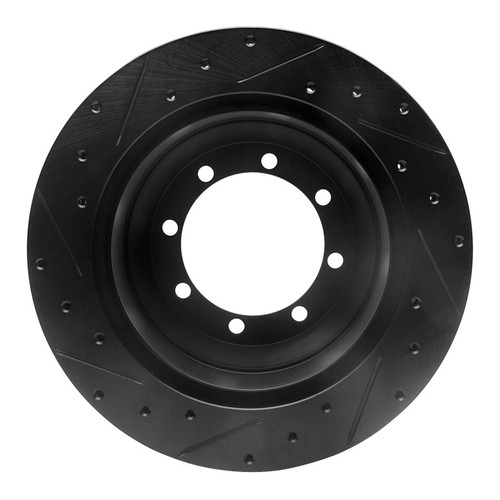 R1 99-04 Ford F-350 Super Duty 4WD Rear Right Drilled & Slotted Black Brake Rotor