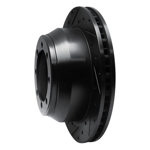 R1 99-04 Ford F-350 Super Duty 2WD Rear Left Drilled & Slotted Black Brake Rotor