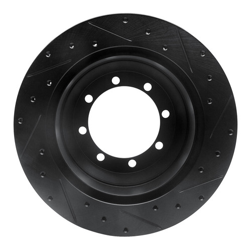 R1 99-04 Ford F-350 Super Duty 2WD Rear Left Drilled & Slotted Black Brake Rotor